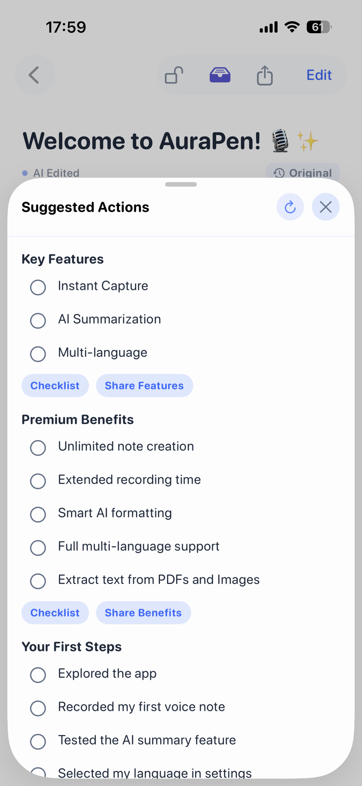 AuraPen Smart Actions - Discover helpful suggestions