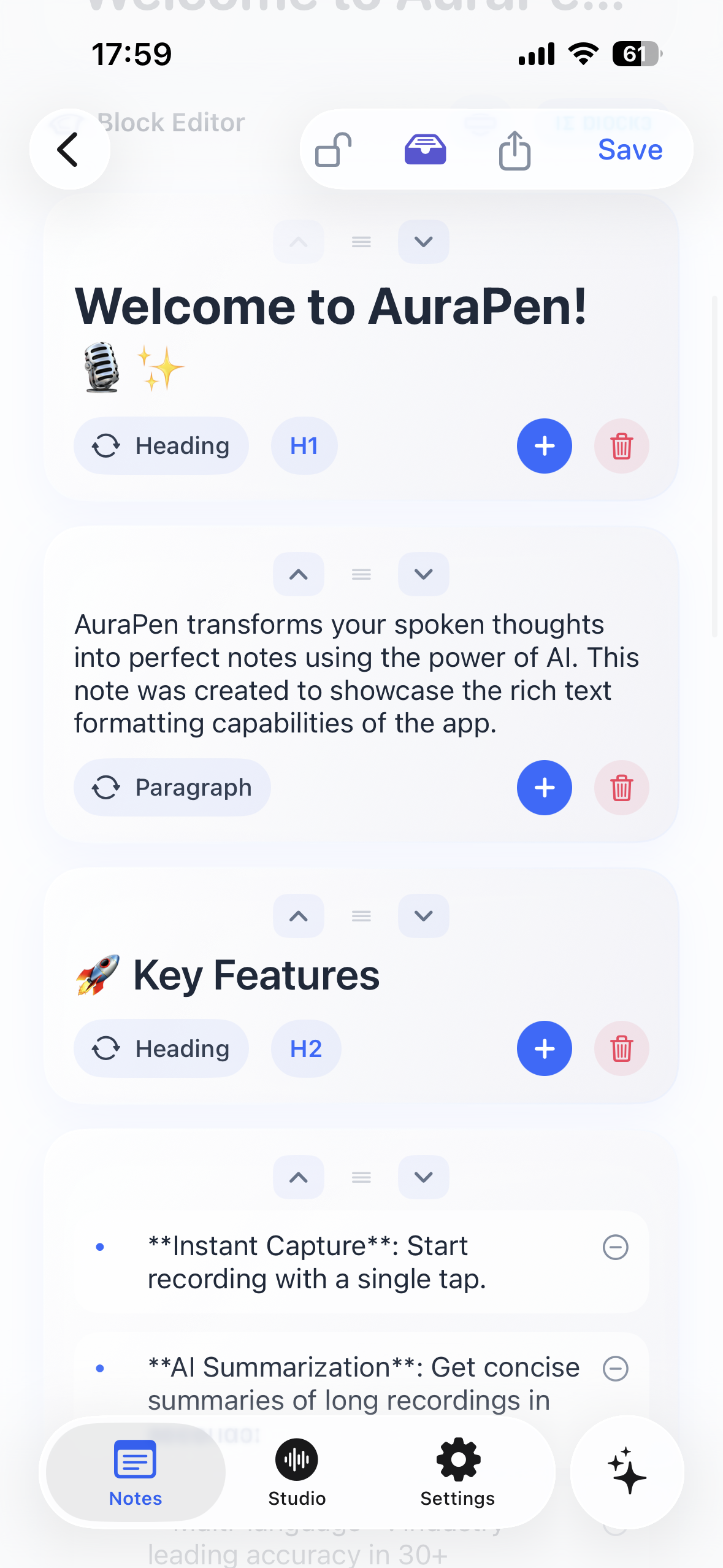 AuraPen Block Editor - Build beautiful notes